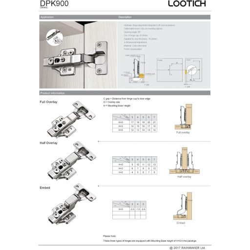 LOOTICH 35mm záves na rohové skrinky s tlmením Soft Close, 8 kusov