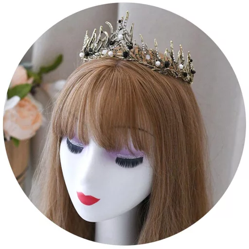 HPMAISON Fekete Kristály Tiara Korona Fejdísz Esküvőhöz Menyasszonynak