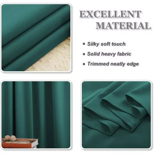 Set 2 perdele opace PONY DANCE, verde închis, 260x140 cm, termoizolante, cu blocare a luminii