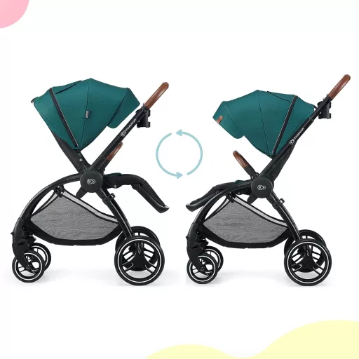 Kinderkraft 2-in-1 Evolution Cocoon Kombinált Babakocsi Zöld, Hordozható Utazóágy, UPF 50+