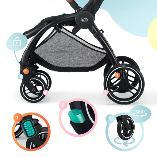 Kinderkraft 2-in-1 Evolution Cocoon Kombinált Babakocsi Zöld, Hordozható Utazóágy, UPF 50+