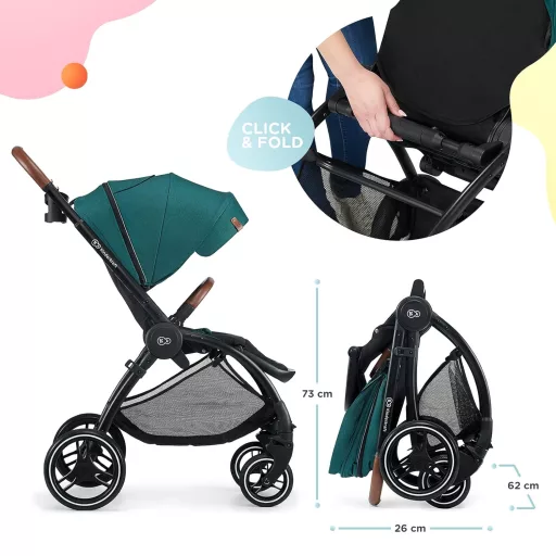 Kinderkraft 2-in-1 Evolution Cocoon Kombinált Babakocsi Zöld, Hordozható Utazóágy, UPF 50+