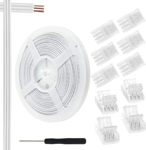 Aroidful, set de 10 conectori pentru bandă LED și cablu prelungitor de 10 m, compatibil cu benzi LED WS2811/WS2812B