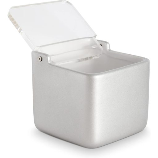 KOOK TIME Solniță ceramică cu capac transparent - Recipient de depozitare pentru bucătărie, pentru sare, zahăr, făină - Accesoriu de bucătărie gri argintiu, 11,2 cm