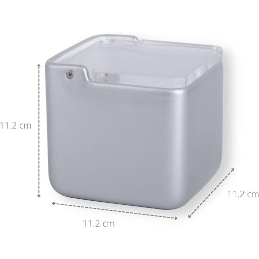 KOOK TIME Solniță ceramică cu capac transparent - Recipient de depozitare pentru bucătărie, pentru sare, zahăr, făină - Accesoriu de bucătărie gri argintiu, 11,2 cm