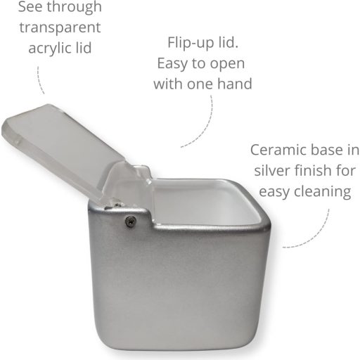 KOOK TIME Solniță ceramică cu capac transparent - Recipient de depozitare pentru bucătărie, pentru sare, zahăr, făină - Accesoriu de bucătărie gri argintiu, 11,2 cm