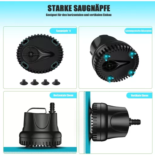 Lnicez Mini Merülő Szivattyú 25W 1500L/h - Akváriumokhoz, Kerti Tavakhoz, Szökőkutakhoz, Alacsony Vízszintű Szivattyúzáshoz, Túlmelegedés El
