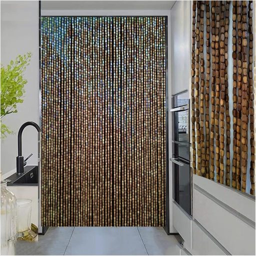 FWTXZTER Fa Gyöngyfüggöny - 90 Szálas Sötétbarna Bambusz Ajtófüggöny, Rovarháló Helyett, Szellőző Térelválasztó Dekoráció, 90x200 cm