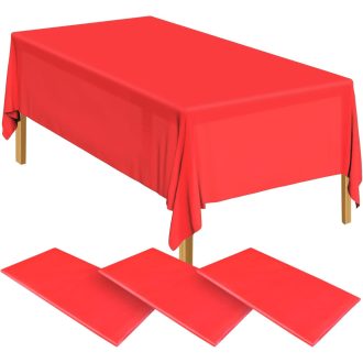   ELECLAND Piros Műanyag Asztalterítő Szett - 3 db Vízálló Téglalap Alakú Terítő (137x274 cm) Partikhoz, Esküvőre, Születésnapra