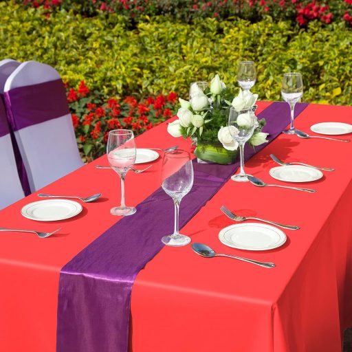 ELECLAND Crveni Plastični Set Stolnjaka - 3 kom Vodootporni Pravokutni Stolnjak (137x274 cm) za Zabave, Vjenčanja, Rođendane