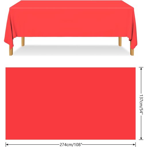 Set 3 fețe de masă dreptunghiulare, impermeabile, din plastic roșu ELECLAND (137x274 cm) pentru petreceri, nunți, aniversări.
