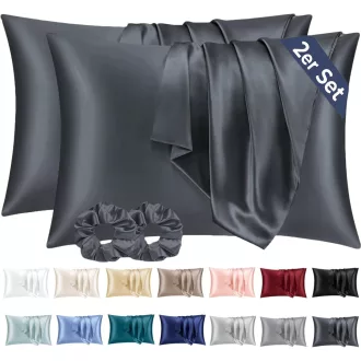   Vielit 2 ks obliečok na vankúš 40x80 cm tmavosivé, hodvábne jemné, starostlivosť o vlasy a pleť