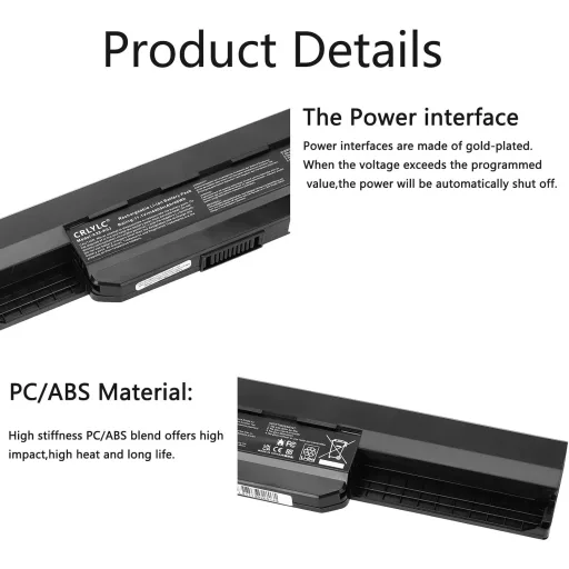 CRLYLC A32-K53 Laptop Akkumulátor 4400mAh 11.1V - ASUS K53 K53E X53 X54 A43 A53 Sorozatú Notebookokhoz - 6 Cellás Csereakku