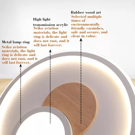 Lampa LED de Plafon Modernă din Lemn FitzMia - Cu Telecomandă, Intensitate Luminoasă Reglabilă, 3 Temperaturi de Culoare, Funcție Lumină de Noapte, Living, Dormitor