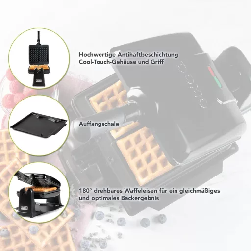 DOMO DO9224W Dupla Gofrisütő Belga Gofrihoz 1400W Tapadásmentes