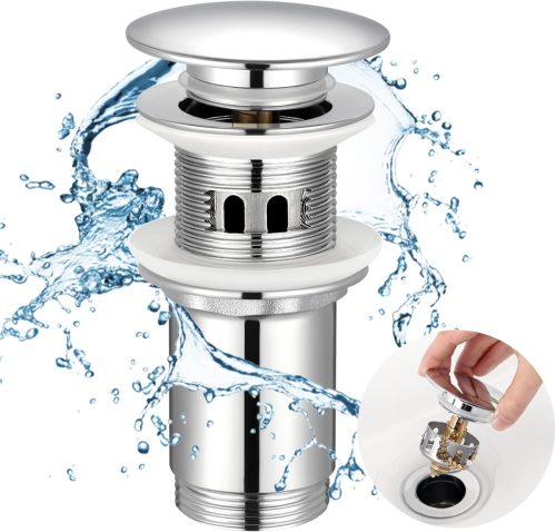 KES S2019A-CH Ventil de scurgere pentru lavoar cu preaplin - cu filtru din oțel inoxidabil, arc din alamă cromată, instalare ușoară, scurgere 41-55 mm