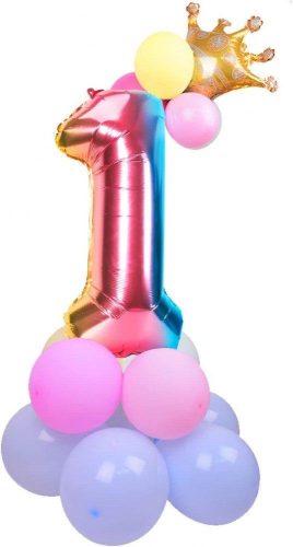 Balon folie numărul 1, auriu-roz - Decor aniversar gigant