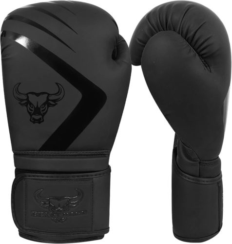 BEAST RAGE Bokszkesztyű 10 oz - Fekete Műbőr Edzőkesztyű MMA, Muay Thai, Kickbox Edzéshez - Unisex Sparring Kesztyű Extra Csuklóvédelemmel