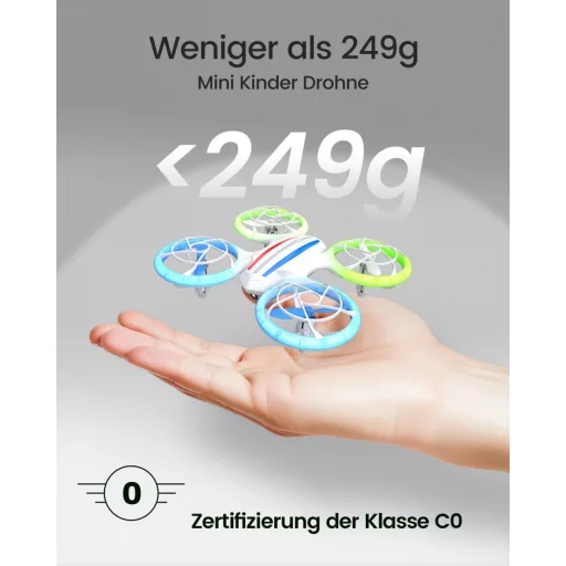 DEERC D23 Mini Drón Kamerával Gyerekeknek - WiFi Átvitel, 2 Akkumulátor, LED Világítás, Gesztus Irányítás, 3D Flip, Kezdőknek