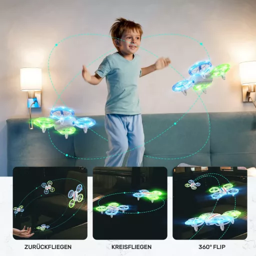 DEERC D23 Mini Drón Kamerával Gyerekeknek - WiFi Átvitel, 2 Akkumulátor, LED Világítás, Gesztus Irányítás, 3D Flip, Kezdőknek