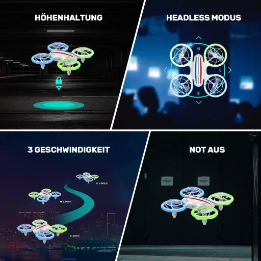 DEERC D23 Mini Drón Kamerával Gyerekeknek - WiFi Átvitel, 2 Akkumulátor, LED Világítás, Gesztus Irányítás, 3D Flip, Kezdőknek