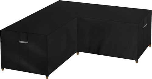 Husă de protecție pentru mobilier de grădină în formă de L Dokon, impermeabilă, material Oxford 600D, rezistentă la iarnă-UV-vânt, husă de protecție respirabilă pentru canapea de colț, 215x215x85x80cm