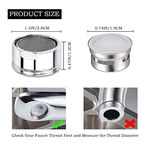 Set 3 filtre tip dop ILLUVA M28 - Aeratoare din oțel inoxidabil, filtru de apă pentru robinet, cap de amestecare, cu filet exterior de 28 mm