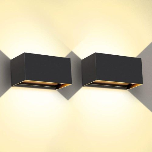Lampă de perete LED Kingwen 20W, pentru exterior/interior, neagră, ajustabilă, impermeabilă IP65
