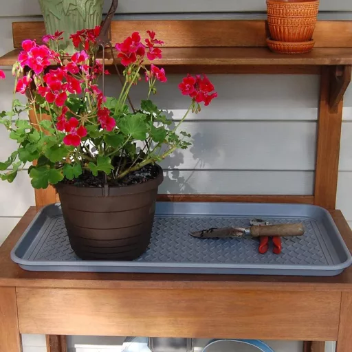 Set Două Tăvițe Colectoare - 60x40x3 cm, Cu Bază de Cauciuc, Pentru Pantofi, Animale de Companie - Tăviță Impermeabilă Pentru Hol, Garaj, Grădină - Tavă Antinoroi Gri, Set 2 buc.