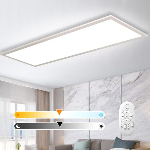 Lampă LED de tavan dimabilă 100x25cm, panou 28W cu telecomandă, funcție de memorie, luminozitate reglabilă 2700K-6500K, ultrathin, pentru birou/living
