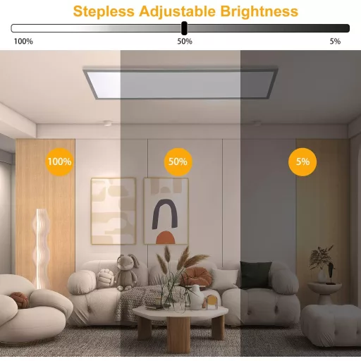 Lampă LED de tavan dimabilă 100x25cm, panou 28W cu telecomandă, funcție de memorie, luminozitate reglabilă 2700K-6500K, ultrathin, pentru birou/living