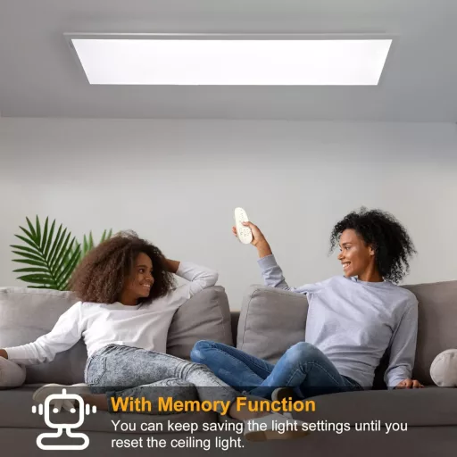 Dimmable LED Mennyezeti Lámpa 100x25cm, 28W Panel Távirányítóval, Memória Funkcióval, 2700K-6500K Állítható Fényerő, Ultravékony Irodai Napp