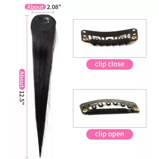 Dsoar 2 buc. breton lateral ondulat, extensii păr natural, negru creț