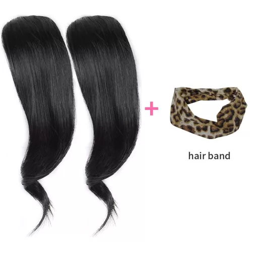 Dsoar 2 buc. breton lateral ondulat, extensii păr natural, negru creț