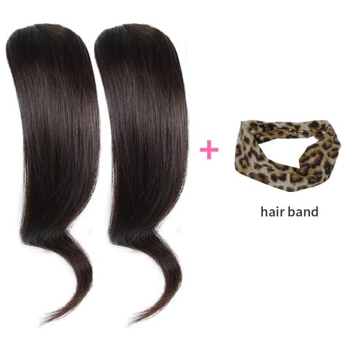 Dsoar 2 ks vlnitá bočná ofina z pravých ľudských vlasov, kučeravé predlžovanie vlasov, tmavohnedá