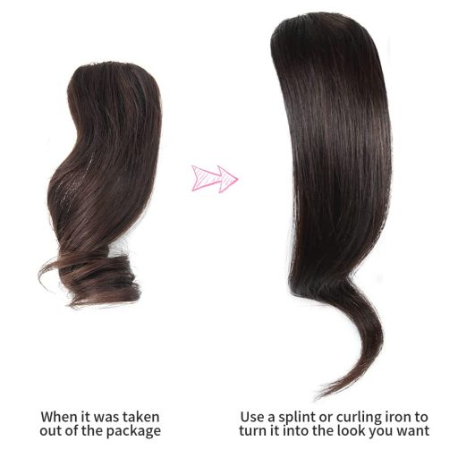 Dsoar 2 db hullám oldalsó frufru valódi emberi hajból göndör hajhosszabbítás sötétbarna