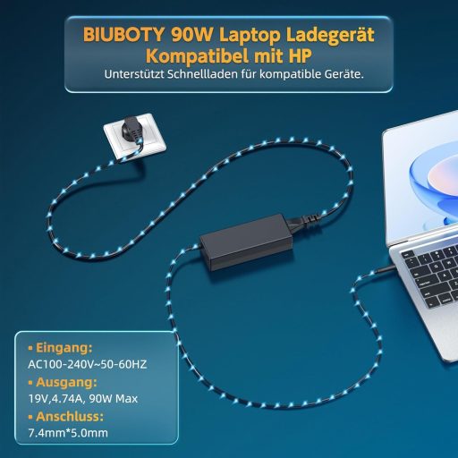 BIUBOTY 65W HP Laptop Töltő Pavilion DV6 DV7 ProBook EliteBook 18.5V 3.5A