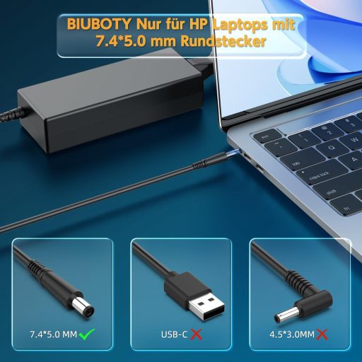 BIUBOTY 65W HP Laptop Töltő Pavilion DV6 DV7 ProBook EliteBook 18.5V 3.5A