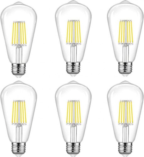Aiwerttes E27 LED Retro Dekor Izzó, 6W, Hideg Fehér, 600LM, 6 db