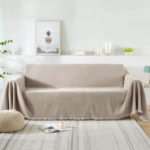 SHANNA kanapé takaró 180x300cm khaki, mosható pamut ágytakaró