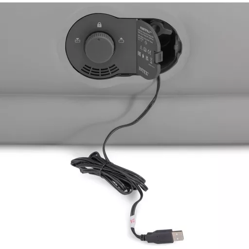 Intex Dura-Beam Prestige önfelfújó dupla matrac USB pumpával, 152x203 cm - 152x203x30 cm, Grey