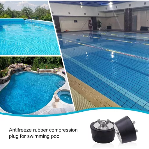 ZHOUSTOU Téli Medence Dugó 2 db 51mm Gumi Dugó Rozsdamentes Acél Szárnyasanyával Úszómedence Lefolyó Fagyásvédelem