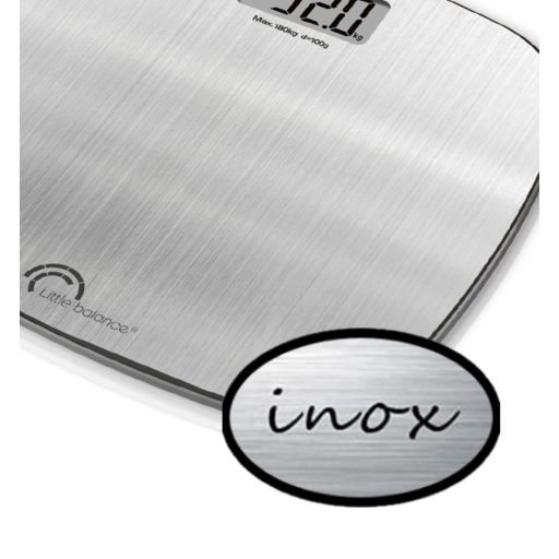 LITTLE BALANCE Digitális Személymérleg USB Töltéssel, Rozsdamentes Acél, 180 kg