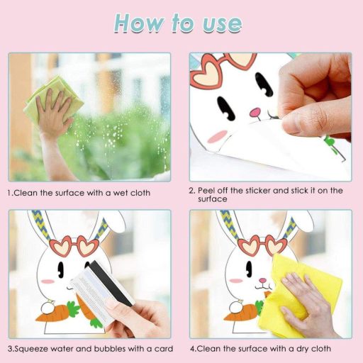 Húsvéti ablakmatrica, 9 db paszkáli üvegfesték, Paszkáli nyuszis matrica, Paszkáli tojás