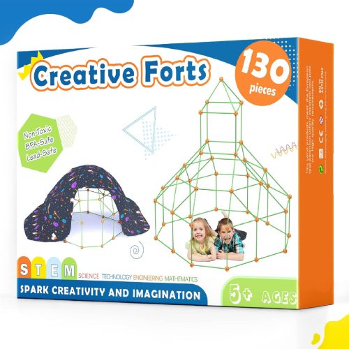 Tiny Land Joc creativ de construit peșteri pentru copii - Set de construcție cu 130 de piese pentru băieți și fete de 5+ ani, joc de interior și exterior.