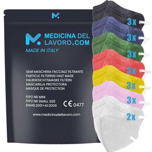Mască medicală FFP2, colorată, mix culori, mărime mică, 4 straturi, certificată CE