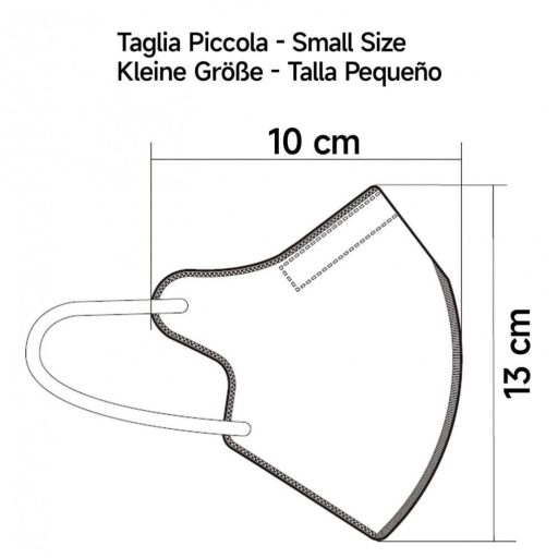 Medicinadellavoro.com FFP2/KN95 Színes Vegyes Maszk, CE Minősített, Kis Méretű, 4-Rétegű Orvosi Maszk, ≥94 BFE Szűrőhatású