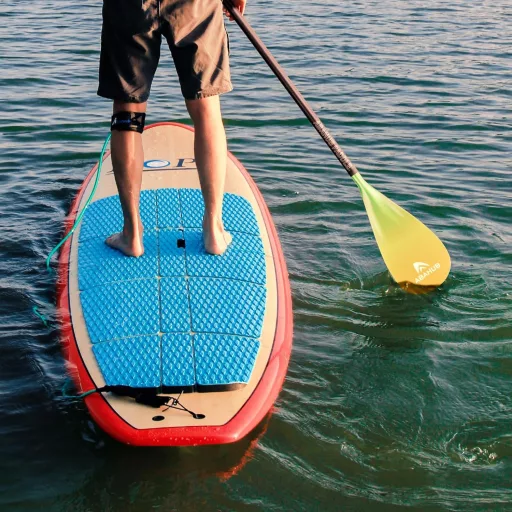 Abahub karbonsko SUP veslo iz 3 dijela s torbom, teleskopsko 170-218 cm, s plastičnom lopaticom, žutim uzorkom valova, za SUP dasku