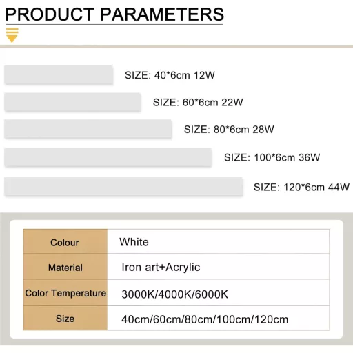 ZTWLEED 60 cm Moderné LED Nástenné Svietidlo - 22W, Tri Teploty Farby (3000K/4000K/6000K), Biele, Stmievateľné, Osvetlenie do Obývačky, Spálne, Schodiska