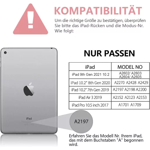 HOTLIFE Bluetooth Billentyűzet Tok iPad 10.2" - Mágneses QWERTZ Német Billentyűzet Rózsaszín